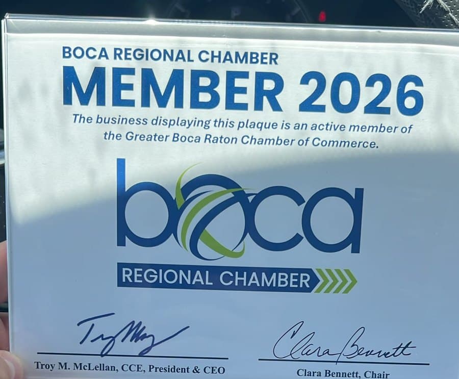 Boca Regional Chamber 2026 member plaque issued to ProFresh Commercial Cleaning