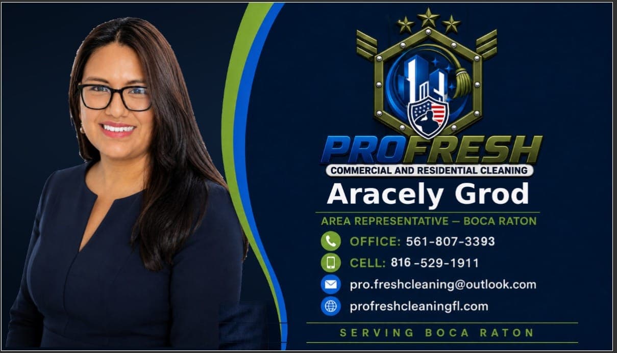 Business card of Aracely Grod, Area Representative for Boca Raton